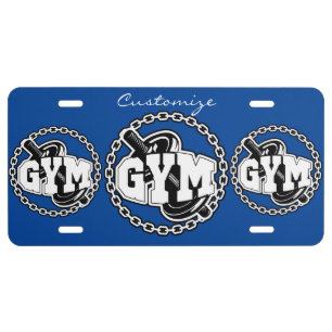 Gym Barbell Logo Thunder_Cove License Plate
