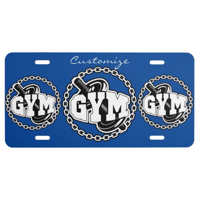Gym Barbell Logo Thunder_Cove License Plate (Front)