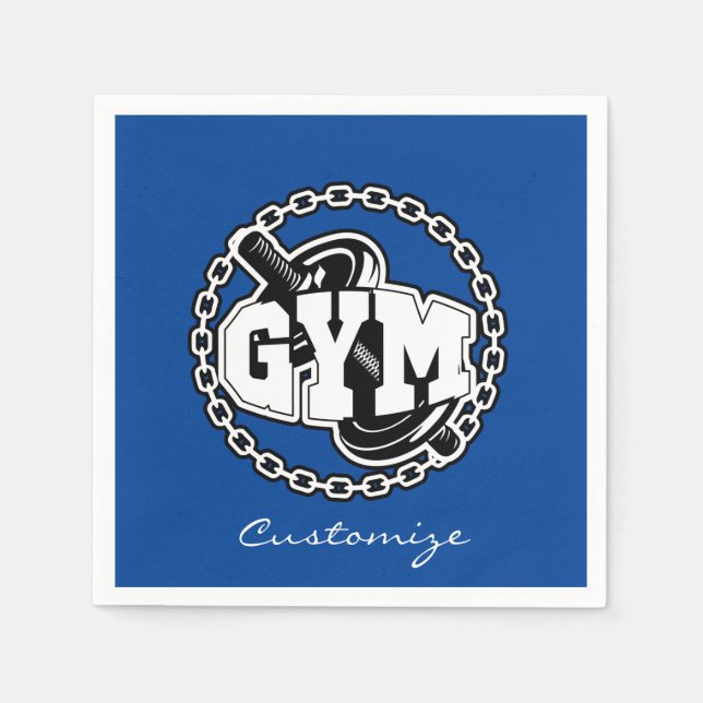 Gym Barbell Logo Thunder_Cove Napkins (Front)