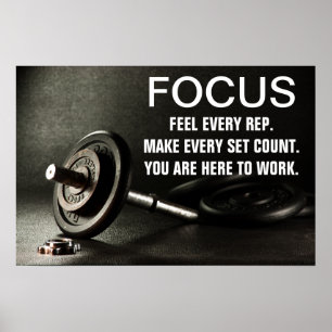 Gym Barbell Workout Motivation Quote Poster