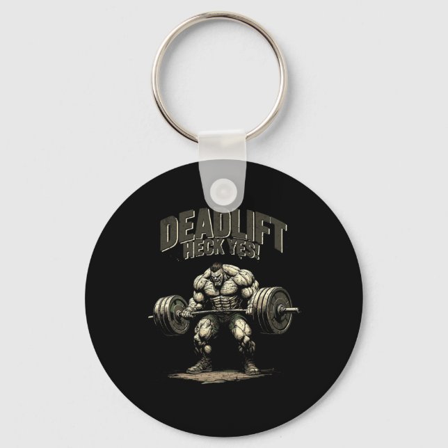 Gym Beast Bodybuilding Workout Motivation Tee Weig Keychain (Front)
