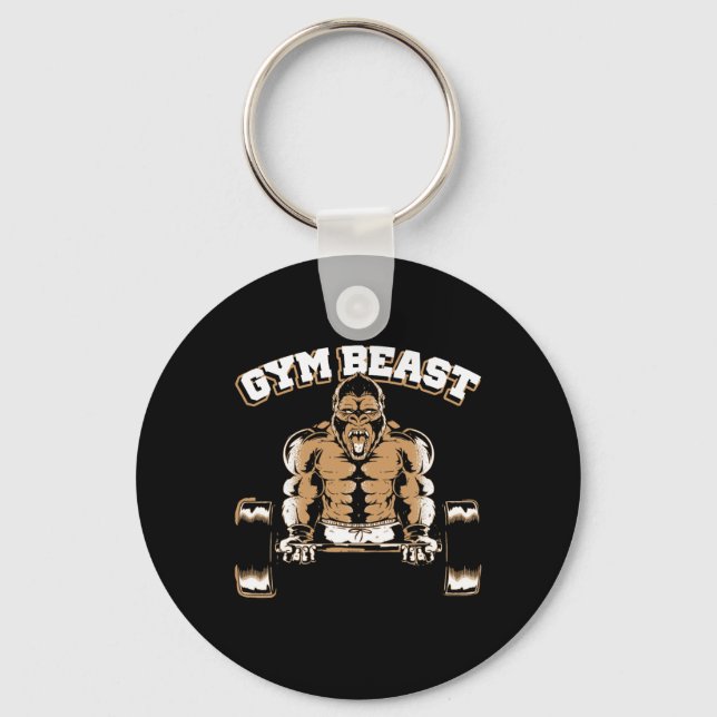 Gym Beast Gorilla Weightlifting Bodybuilding Worko Keychain (Front)