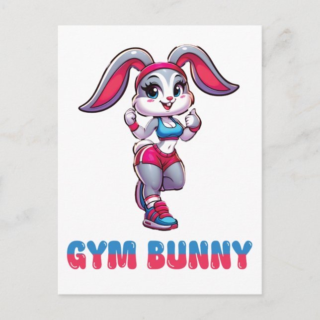 Gym Bunny Postcard (Front)