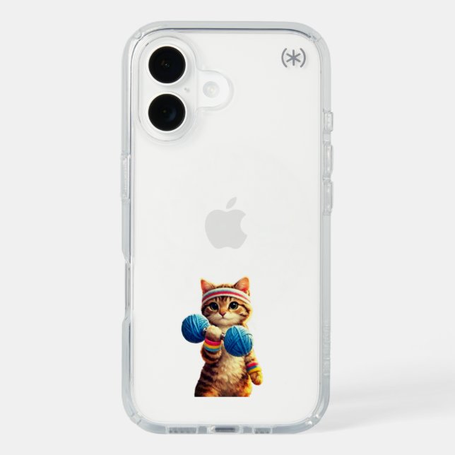 Gym Cat iPhone Case – Cute Weightlifting Cat (Front)