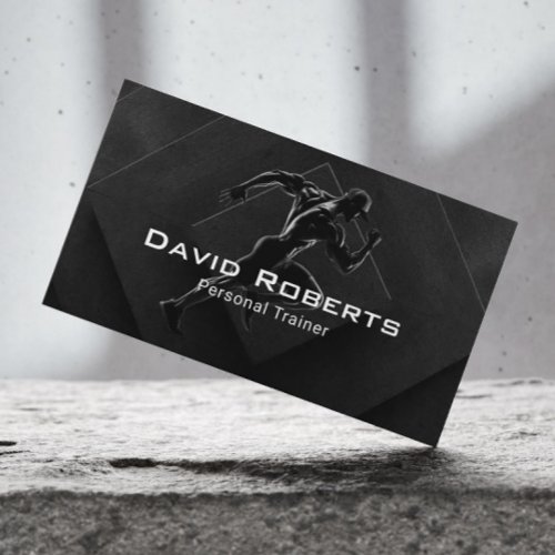 Gym Coach Fitness Personal Trainer Modern Black Business Card