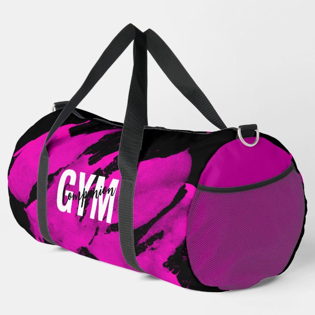 Gym Companion Brushy Pink Black  Duffle Bag (Right Corner)