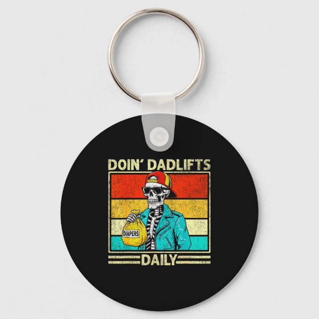 Gym Dad Doin' Dadlifts Daily Men Fathers Day Funny Keychain (Front)