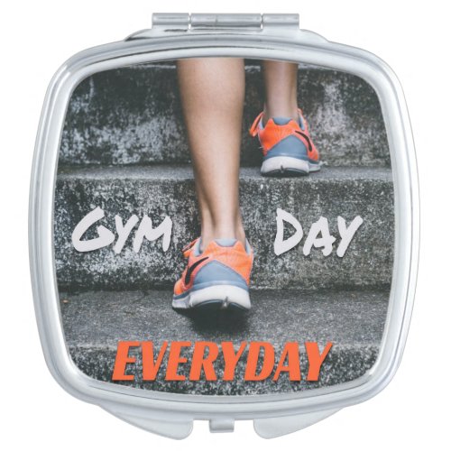 Gym Day Everyday Workout Motivation Stairs Orange Compact Mirror