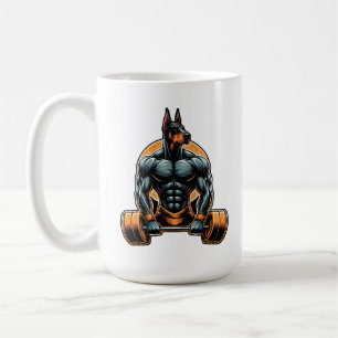 GYM doberman dog bodybuilder powerlifter Coffee Mug