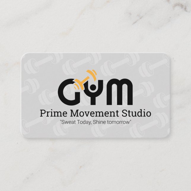 Gym Dumbbell Logo | Health Fitness Business Card (Front)
