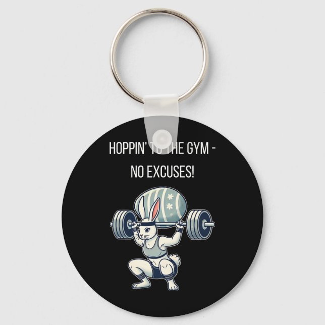Gym Easter Bunny Fitness Easter Rabbit  Keychain (Front)
