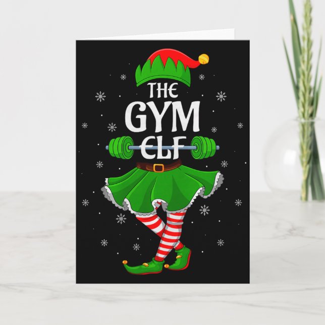 Gym Elf Christmas Family Workout Girls Women Elf S Card (Front)