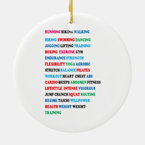 GYM EXERCISE Tag Words RUNNING HIKING WALKING Ceramic Ornament