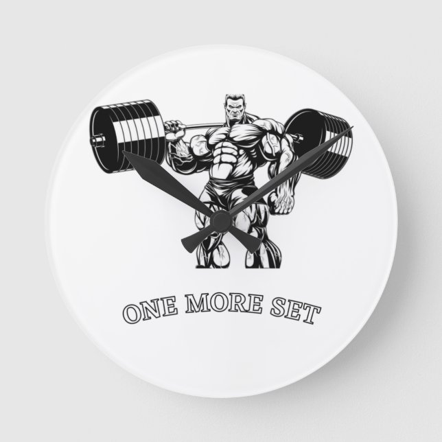 Gym & fitness bodybuilder round clock (Front)