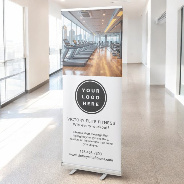 Gym Fitness Club Business Logo Professional Photo Retractable Banner (Creator Uploaded)