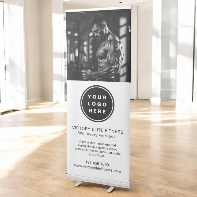 Gym Fitness Club Business Logo Professional Photo Retractable Banner (Creator Uploaded)