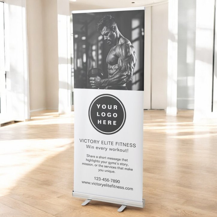 Gym Fitness Club Business Logo Professional Photo Retractable Banner