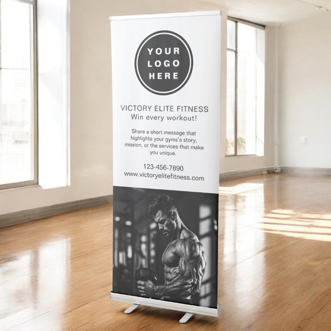 Gym Fitness Club Business Logo Professional Photo Retractable Banner (Creator Uploaded)