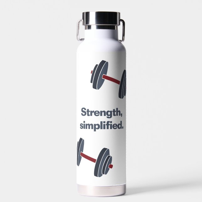 Gym Fitness Dumbbell Strength, Simplified Water Bottle (Front)
