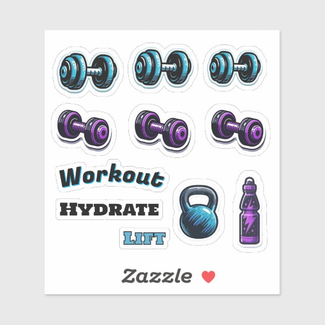 Gym Fitness Motivational Workouts Dumbbells  Sticker (Sheet)