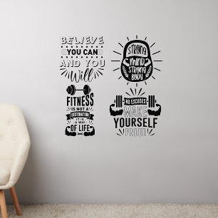 Gym Fitness Quotes Set 2 Bundle Multiple  Wall Decal