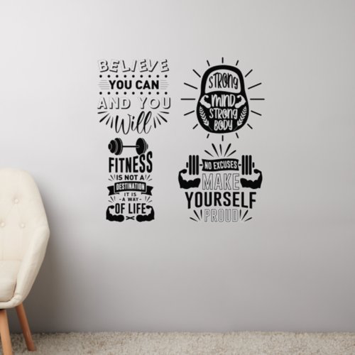 Gym Fitness Quotes Set 2 Bundle Multiple  Wall Decal