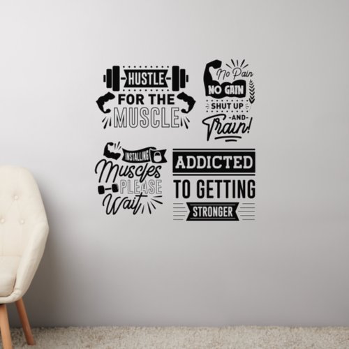 Gym Fitness Quotes Set Bundle Multiple Wall Decal