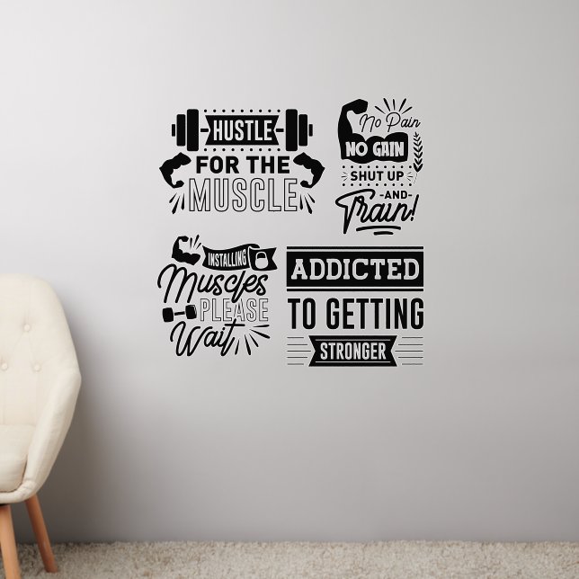 Gym Fitness Quotes Set Bundle Multiple Wall Decal (Living Room 2)