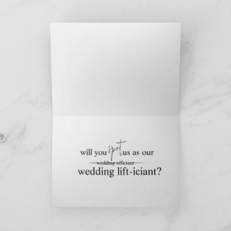 Gym Funny Lifting Officiant Wedding Proposal Thank You Card