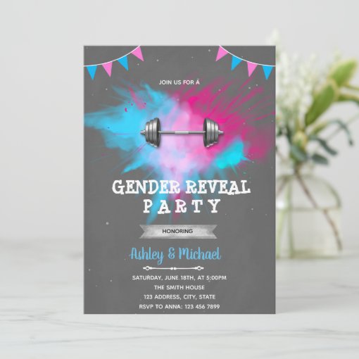 Gym Gender Reveal Invitation Zazzle 3808