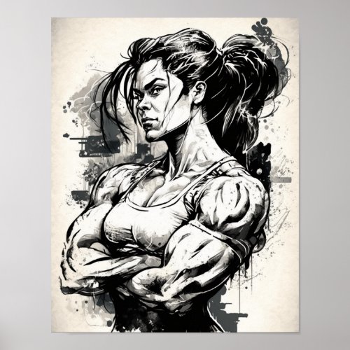 Gym Girl Motivational Muscle Beautiful Woman  Poster