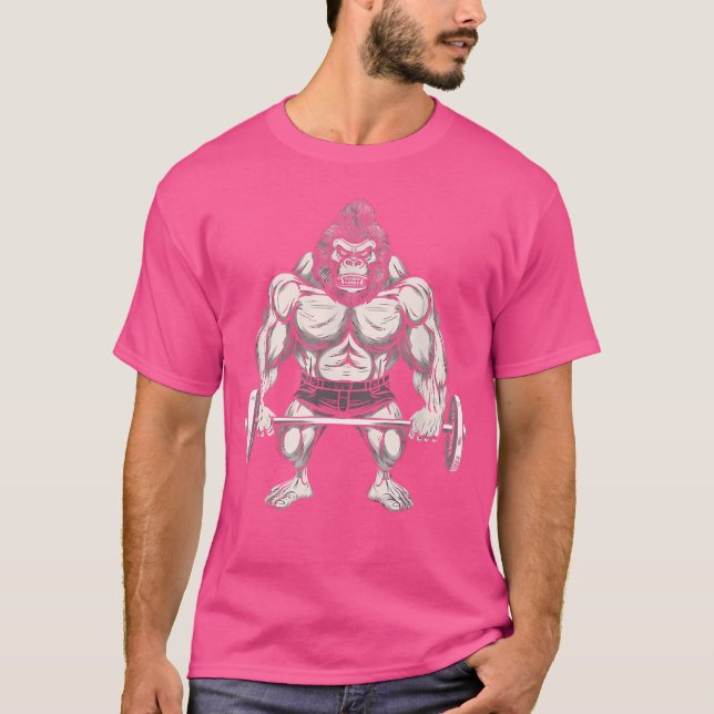 Gym Gorilla With Barbell Bar T-Shirt (Front)