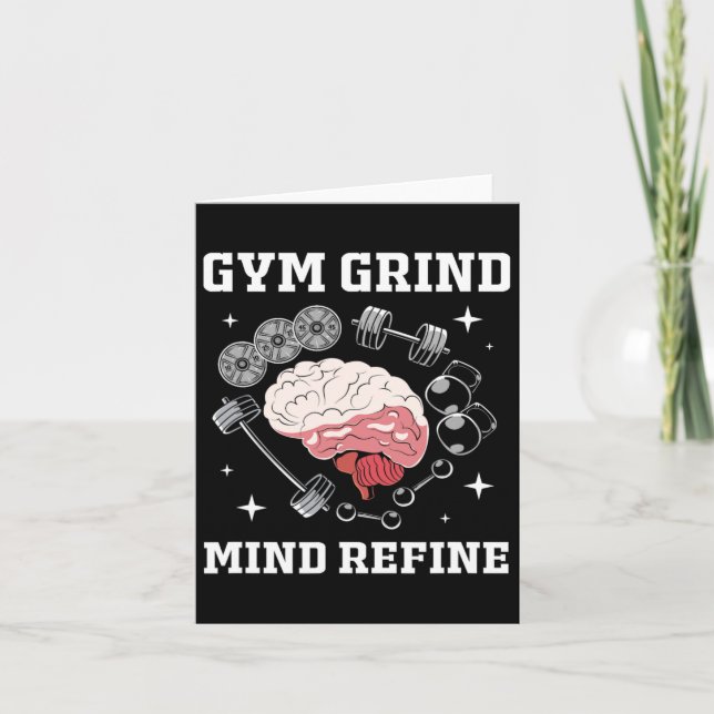 Gym Grind Mind Refined Bodybuilding Funny Gym Rat  Card (Front)