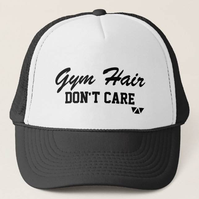 Gym Hair, Don't Care Trucker Hat (Front)