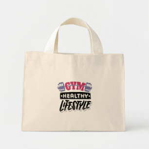 gym healthy lifestyle motivational design mini tote bag