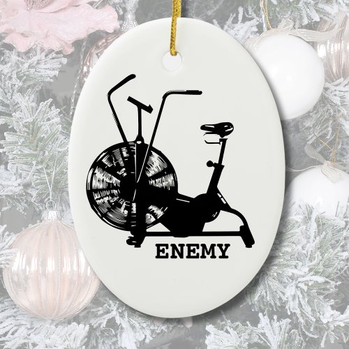 Gym Humor Black White Funny Workout Ceramic Ornament