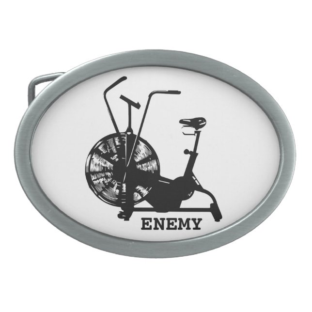 Gym Humor Black White Funny Workout Oval Belt Buckle (Front)