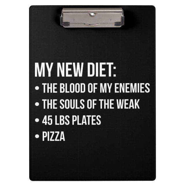 Gym Humor - Diet - Blood, Souls, Pizza - Funny Clipboard (Front)