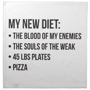 Gym Humor - Diet - Blood, Souls, Pizza - Funny Cloth Napkin