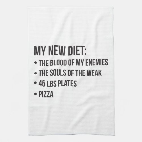 Gym Humor _ Diet _ Blood Souls Pizza _ Funny Kitchen Towel