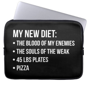 Gym Humor - Diet - Blood, Souls, Pizza - Funny Laptop Sleeve