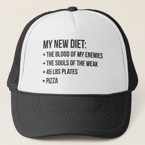 Gym Humor _ Diet _ Blood Souls Pizza _ Funny Trucker Hat