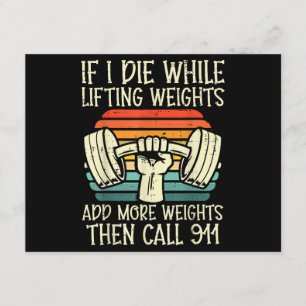 Gym If I Die Lifting Weighs Funny Workout Fitness Enclosure Card