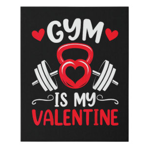 Gym Is My Valentine Heart Fitness Workout Valentin Faux Canvas Print