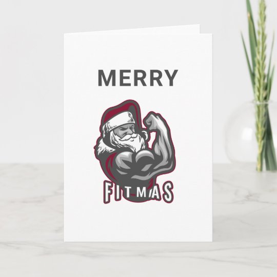 gym lover fit Santa merry Christmas funny Holiday Card | Zazzle.com