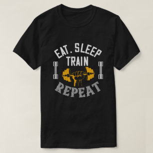 Gym Lover Gift Eat Sleep Train Repeat Workout T-Shirt