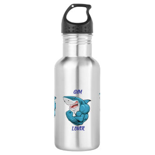 Gym Lover Shark – Funny Fitness Shark Design Stainless Steel Water Bottle