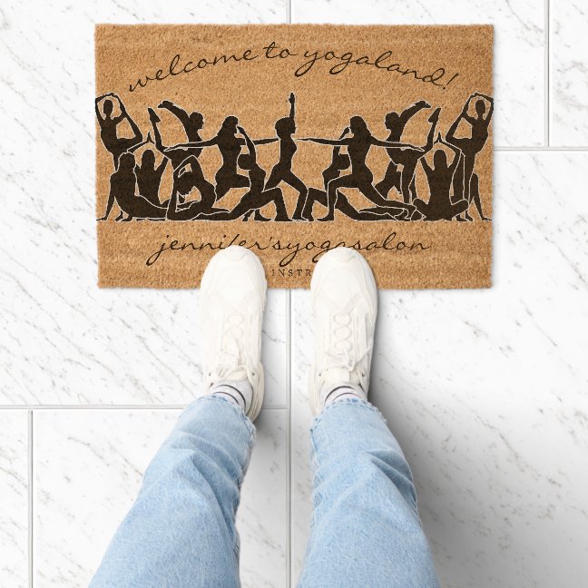 gym mobile yoga class Welcome Fiber Doormat