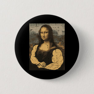Gym Mona Lisa Muscle Fun Workout Fitness Bodybuild Button
