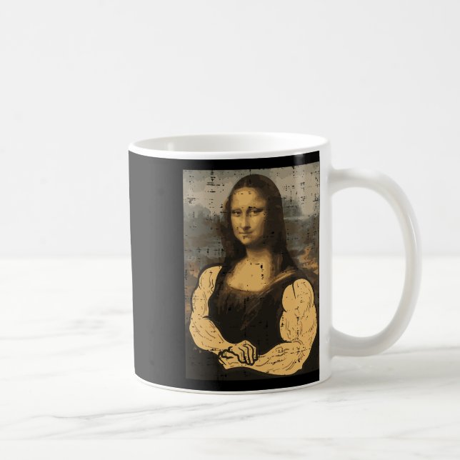 Gym Mona Lisa Muscle Fun Workout Fitness Bodybuild Coffee Mug (Right)